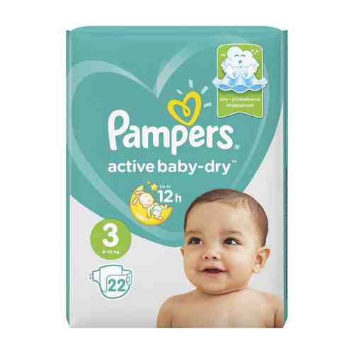 Pampers Active baby-dry Подгузники детские, р. 3, 6-10 кг, 22 шт.
