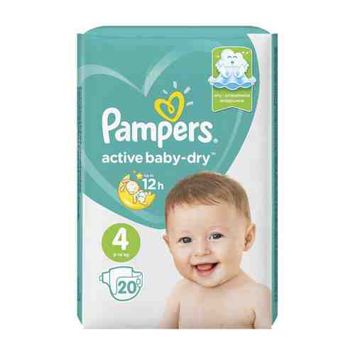 Pampers Active baby-dry Подгузники детские, р. 4, 9-14 кг, 20 шт.