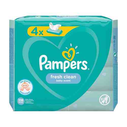 Pampers Fresh clean Салфетки влажные детские, 208 шт.