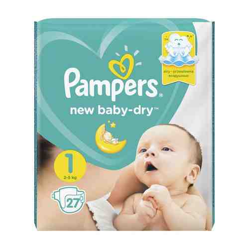 Pampers New baby-dry Подгузники детские, р. 1, 2-5кг, 27 шт.