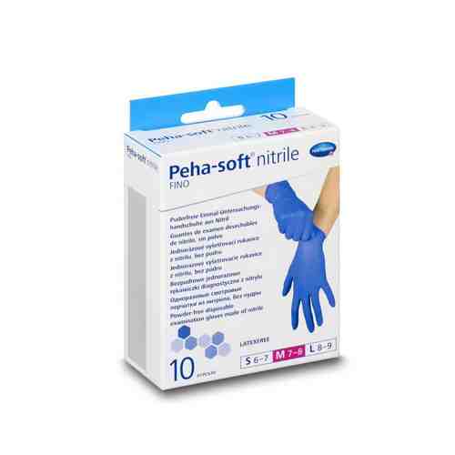 Peha-Soft Nitrile Fino Перчатки медицинские, M (7-8), синего цвета, 10 шт.