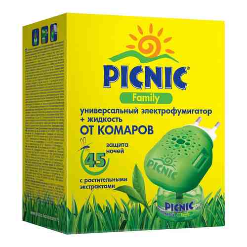 Picnic Family Фумигатор + жидкость от комаров, на 45 ночей, комплект, 30 мл, 1 шт.
