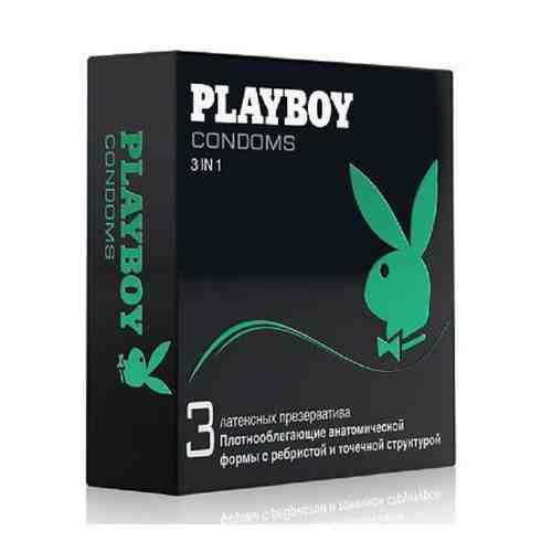 Playboy Презервативы 3в1, с ребристой и точечной поверхностью, 3 шт.
