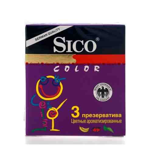 Презервативы Sico Color, презерватив, цветные, ароматизированные, 3 шт.