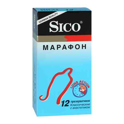 Презервативы Sico Марафон, презерватив, классический с анестетиком, 12 шт.