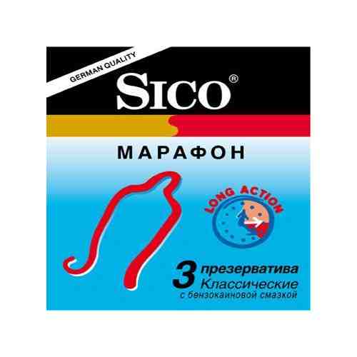Презервативы Sico Марафон, презерватив, классический с анестетиком, 3 шт.