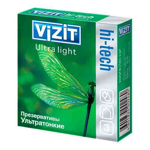 Презервативы Vizit Hi-Tech Ultra light, презерватив, ультратонкие, 3 шт.