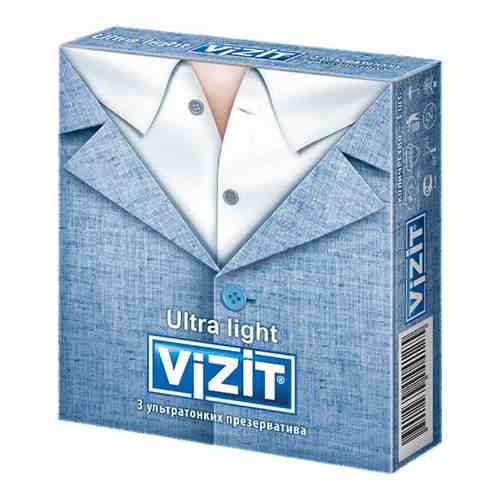 Презервативы Vizit Ultra light, презерватив, ультратонкие, 3 шт.