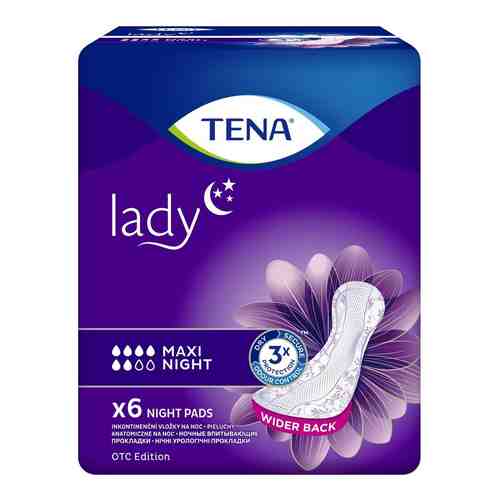 Прокладки урологические Tena Lady Maxi Night, прокладки урологические, 6 капель, 6 шт.