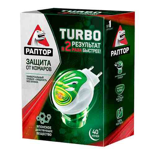 Раптор Turbo от комаров комплект фумигатор+жидкость 40 ночей, комплект, арт. 230923, 1 шт.