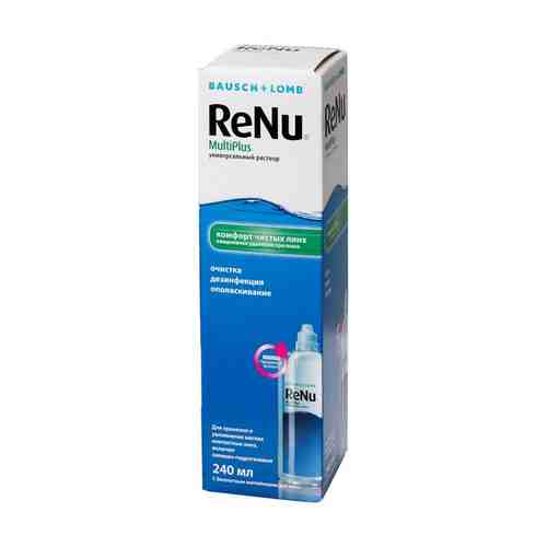 ReNu Multi Plus, раствор для обработки и хранения мягких контактных линз, 240 мл, 1 шт.