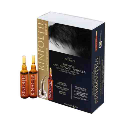 Rinfoltil Лосьон Усиленная формула от выпадения волос с кофеином для мужчин, лосьон для укрепления волос, с кофеином, 10 мл, 10 шт.