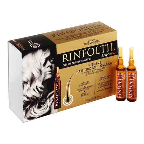 Rinfoltil Лосьон Усиленная формула от выпадения волос с кофеином для женщин, лосьон для укрепления волос, с кофеином, 10 мл, 10 шт.