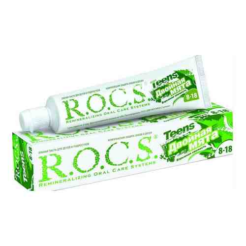ROCS Teens Зубная паста Взрывная свежесть Двойная мята, с фтором, паста зубная, 74 г, 1 шт.