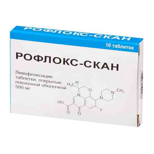 Рофлокс-Скан, 500 мг, таблетки, покрытые пленочной оболочкой, 10 шт.