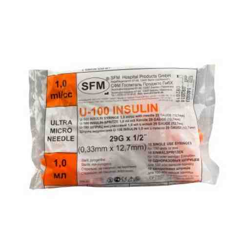 Шприц инсулиновый однократного применения, 1 мл, 29G, 0,33х12,7, 10 шт.