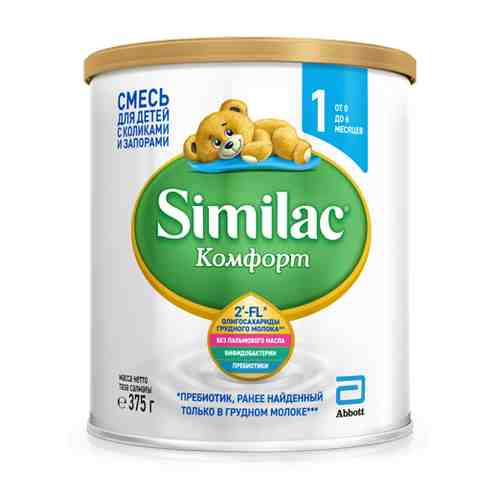 Similac Комфорт 1, для детей с рождения, смесь молочная сухая, 375 г, 1 шт.