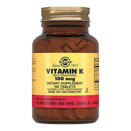 Solgar Витамин К 100 мкг, 100 мкг, таблетки, 100 шт.