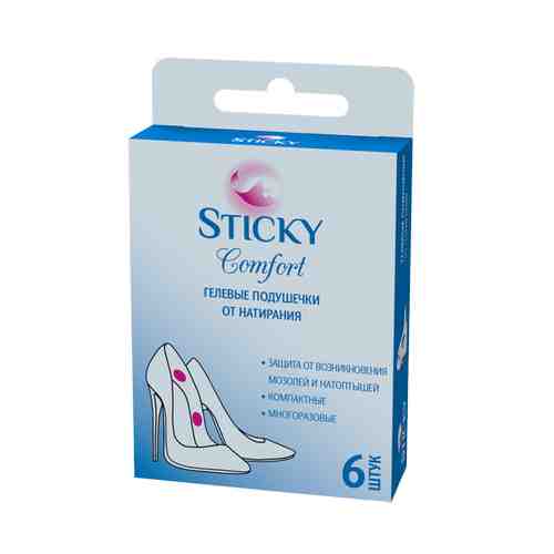 Sticky Комфорт подушечки гелевые от натирания, 6 шт.