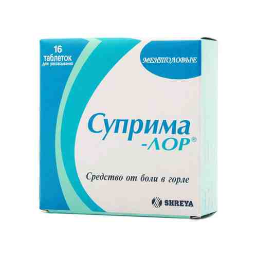 Суприма-ЛОР, таблетки для рассасывания, с ментоловым вкусом, 16 шт.