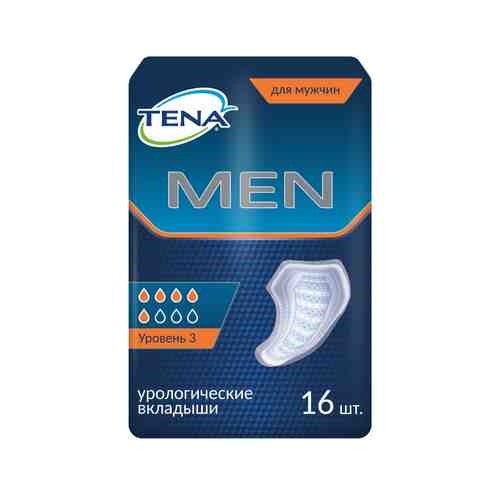 Tena Men вкладыши урологические уровень 3, прокладки урологические, 5 капель, 16 шт.