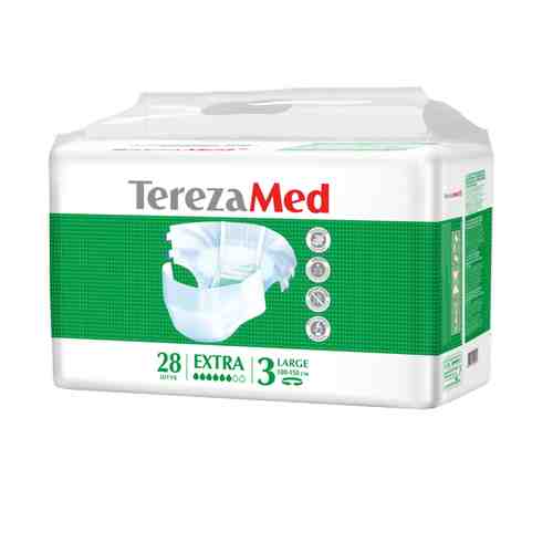TerezaMed Extra подгузники для взрослых дневные, Large L (3), 100-150 см, 28 шт.