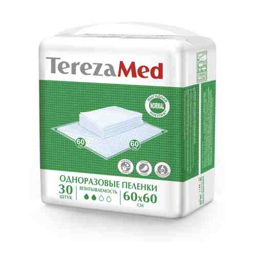 TerezaMed Normal пеленки одноразовые, 60 смx60 см, Normal (2 капли), 30 шт.