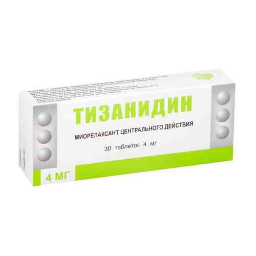 Тизанидин, 4 мг, таблетки, 30 шт.