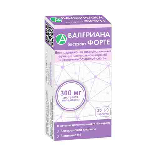 Валериана экстракт Форте, 300 мг, таблетки, 30 шт.