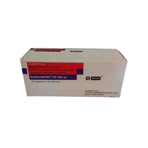 Вальпарин ХР, 300 мг, таблетки пролонгированного действия, покрытые пленочной оболочкой, 100 шт.