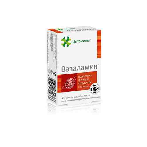 Вазаламин, 155 мг, таблетки, покрытые кишечнорастворимой оболочкой, 40 шт.