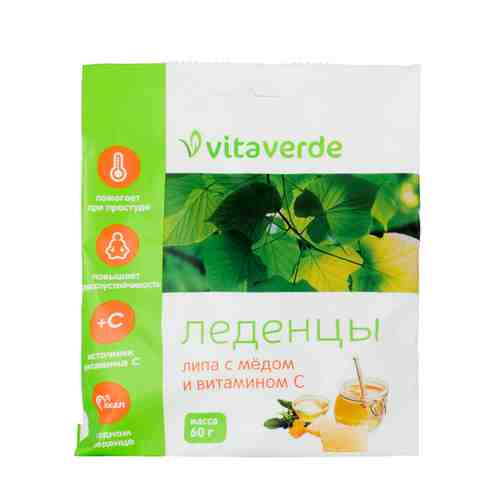 Vita Verde Леденцы витамин C липа и мед, леденцы, 60 г, 1 шт.