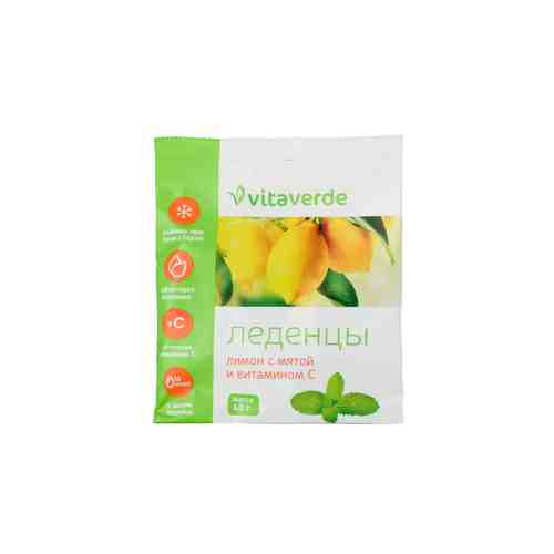 Vita Verde Леденцы витамин С лимон мята, леденцы, 60 г, 1 шт.