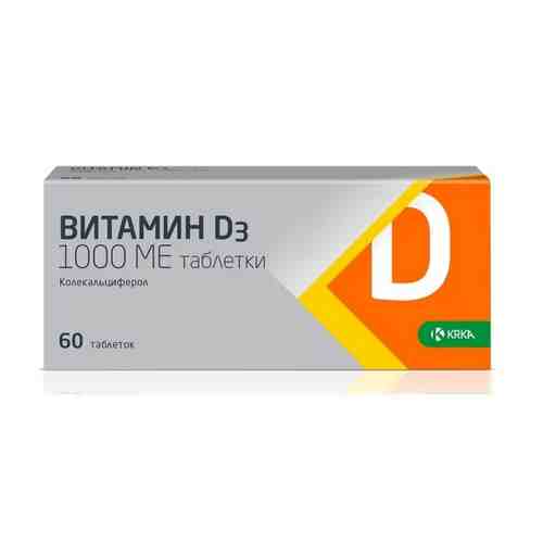 Витамин D3, 1000 МЕ, Таблетки, 60 шт.