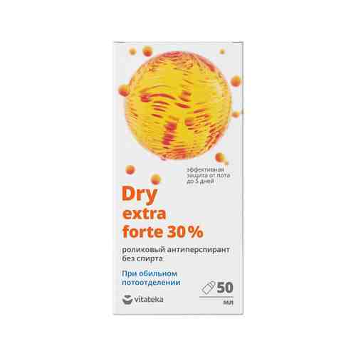 Витатека Dry Extra Forte роликовый антиперспирант без спирта 30%, без спирта, 50 мл, 1 шт.