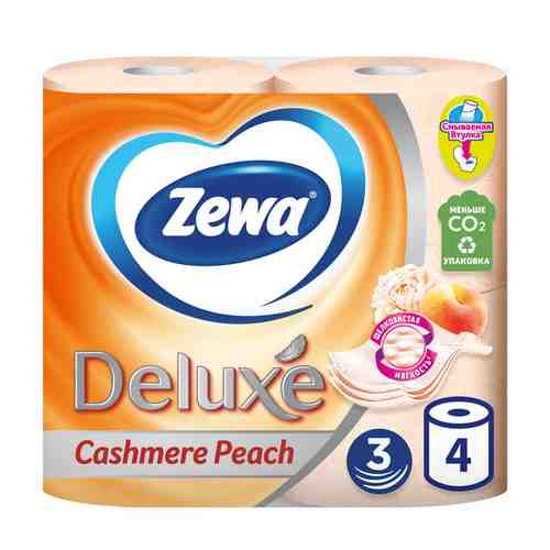 Zewa Delux Туалетная бумага трехслойная персик, 4 шт.
