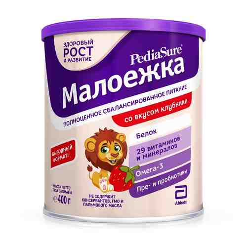 PediaSure Малоежка, для детей с 12 месяцев, смесь сухая, клубника, 400 г, 1 шт.